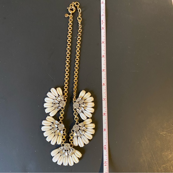 J.CREW signed Rhinestone Jeweled White fan Art Deco Bib Statement Necklace - Picture 12 of 12